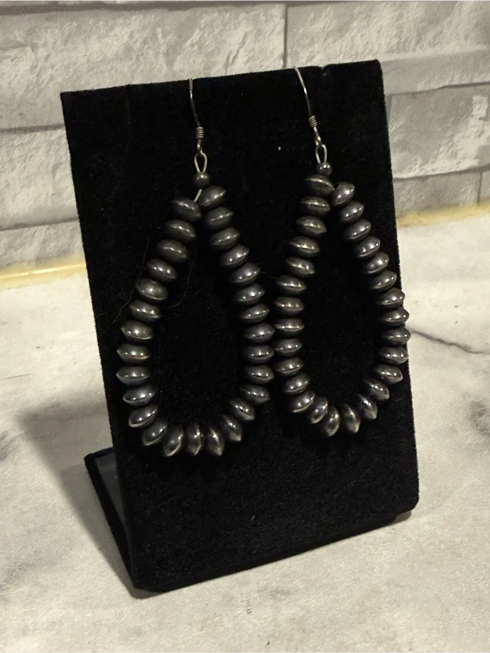 Authentic Navajo Pearl - Teardrop Hoop Earrings
